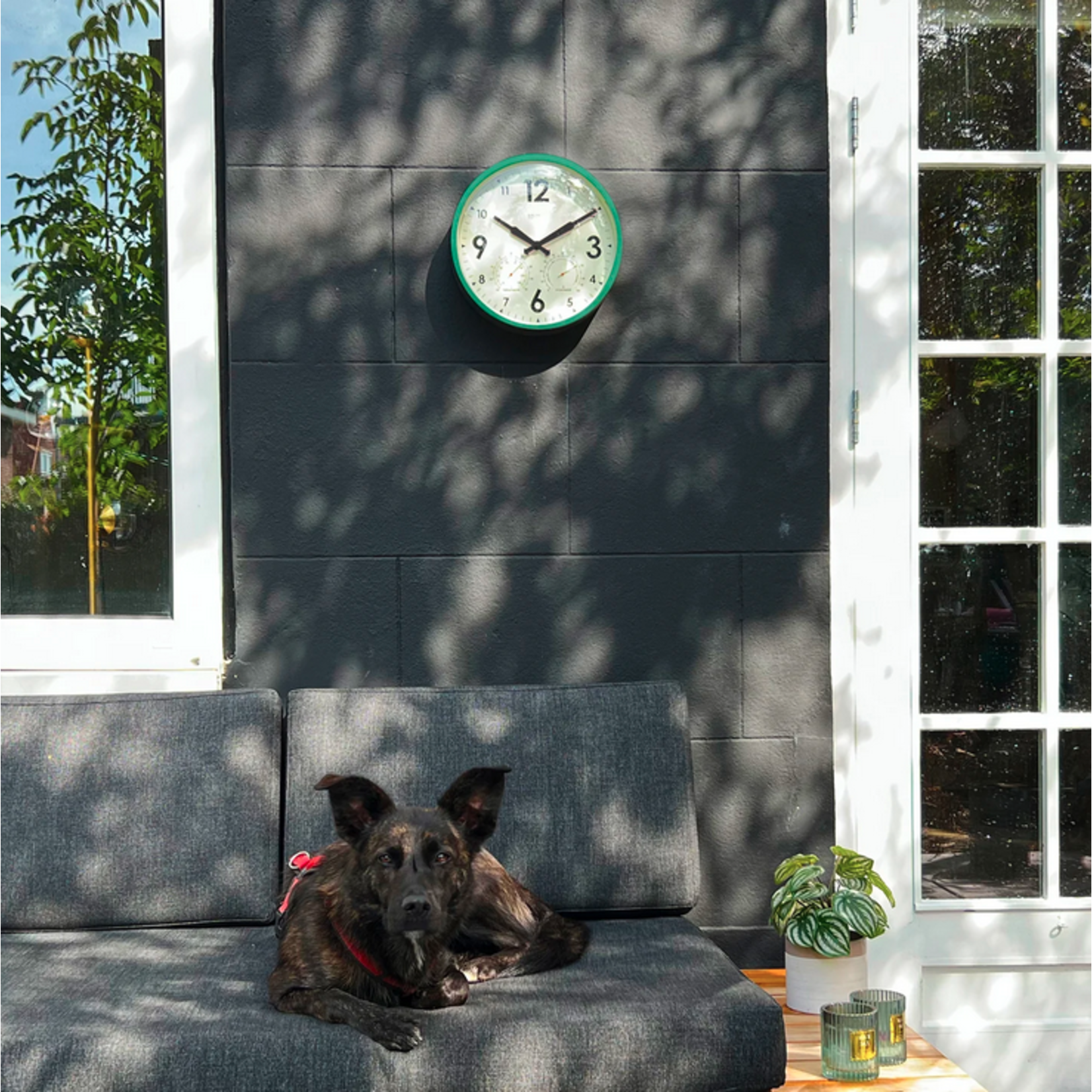 Cloudnola Factory Outdoor Green Wall Clock and Weather Station