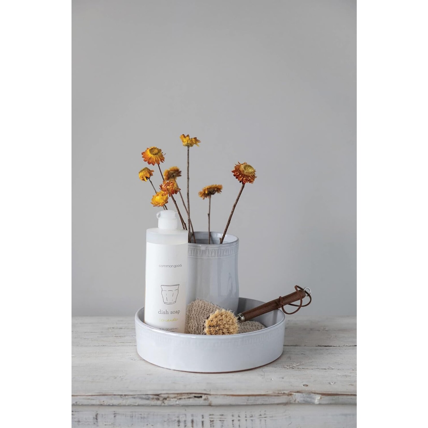 Creative Co-Op Round Terra Cotta Tray w/ 2 Compartments