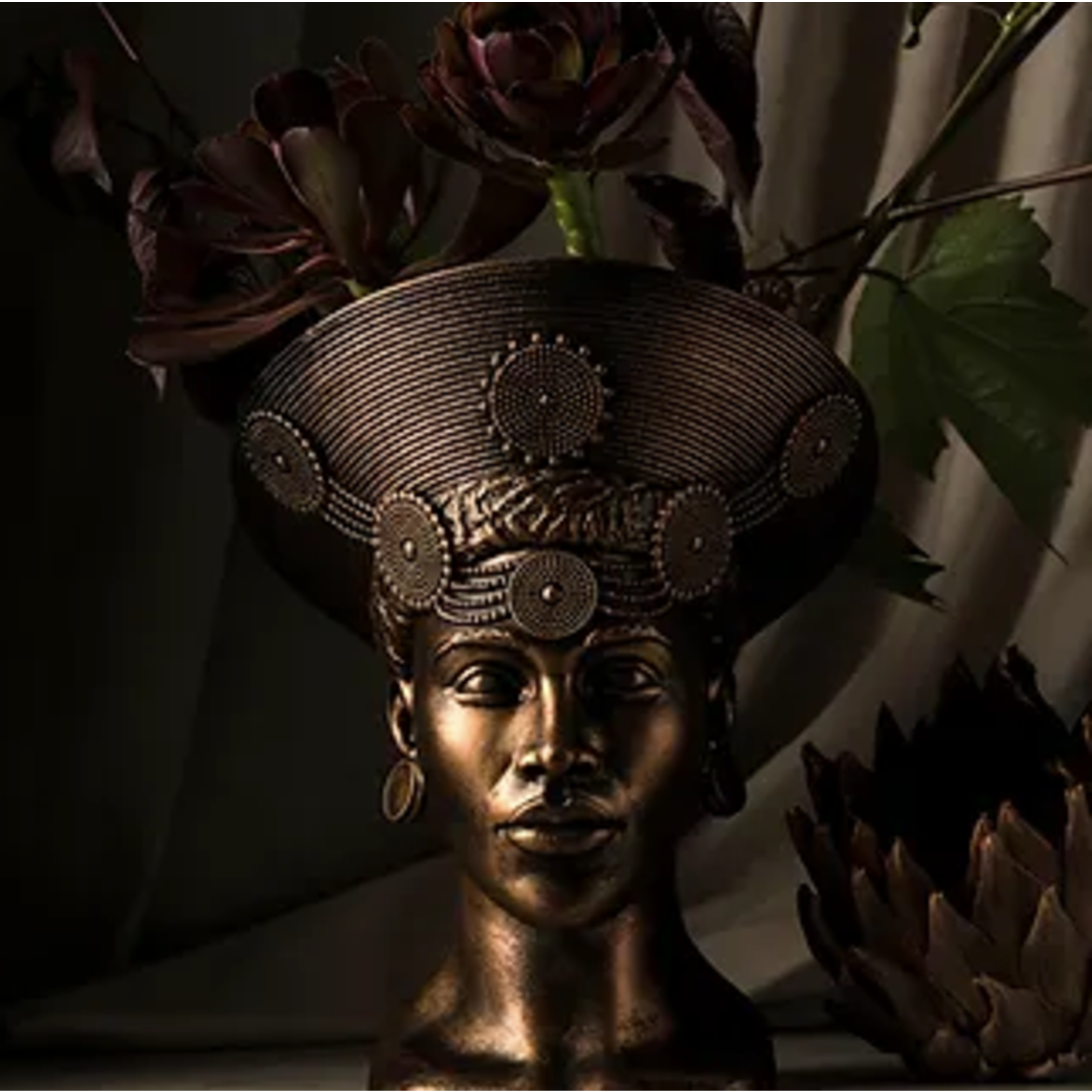 Sandra Githinji Studio Queen Nandi Sculptural Vase Aged Bronze