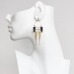 David Aubrey Jewelry ArtDeco Hematite and Brass Hoop Earrings