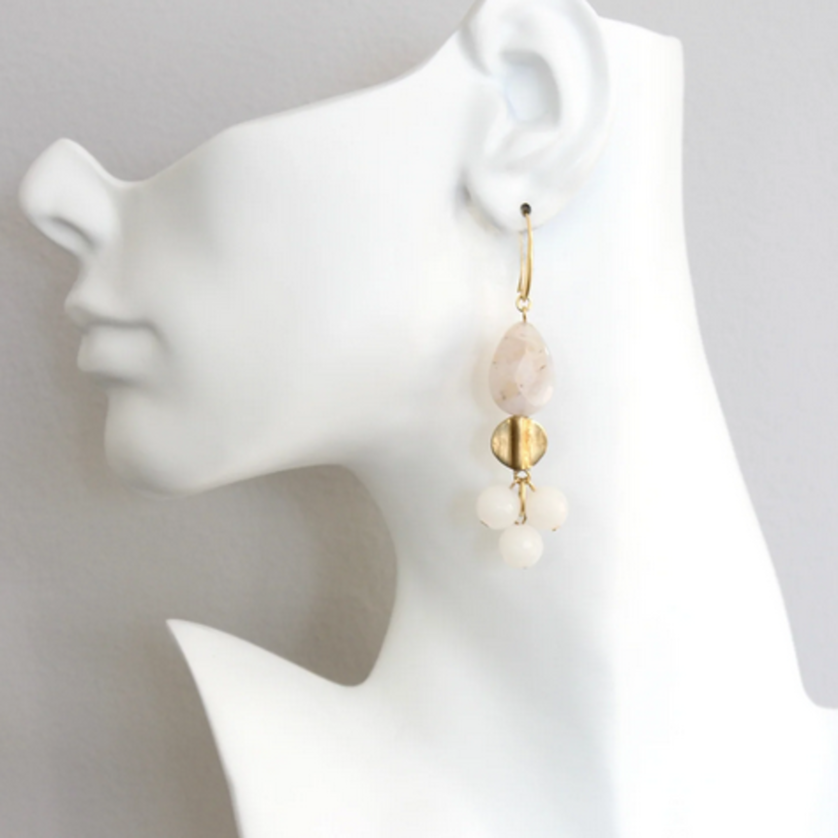 David Aubrey Jewelry White Agate Cluster Earrings