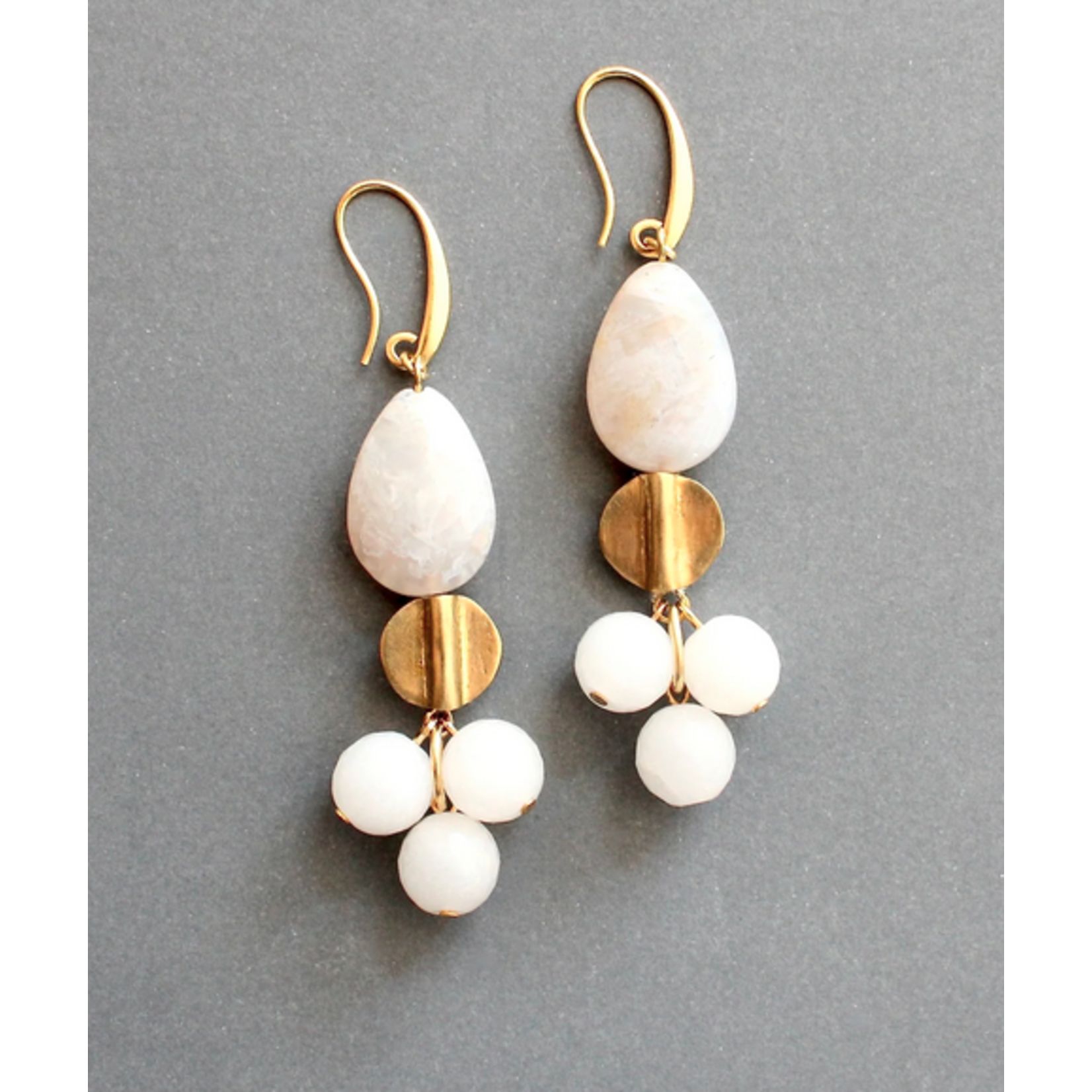 David Aubrey Jewelry White Agate Cluster Earrings