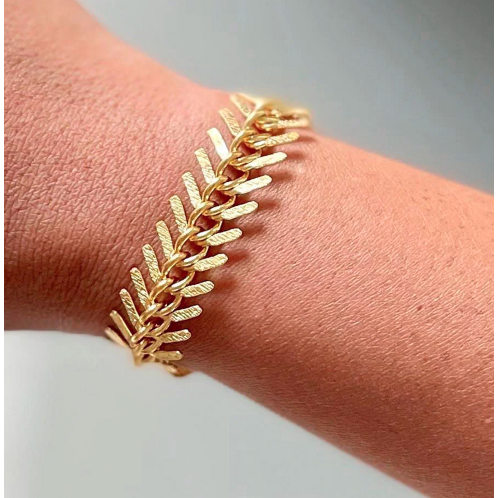 David Aubrey Jewelry Gold Fish Bone Bracelet