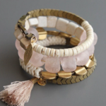 David Aubrey Jewelry Ghana Glass and White Stone Wrap Bracelet