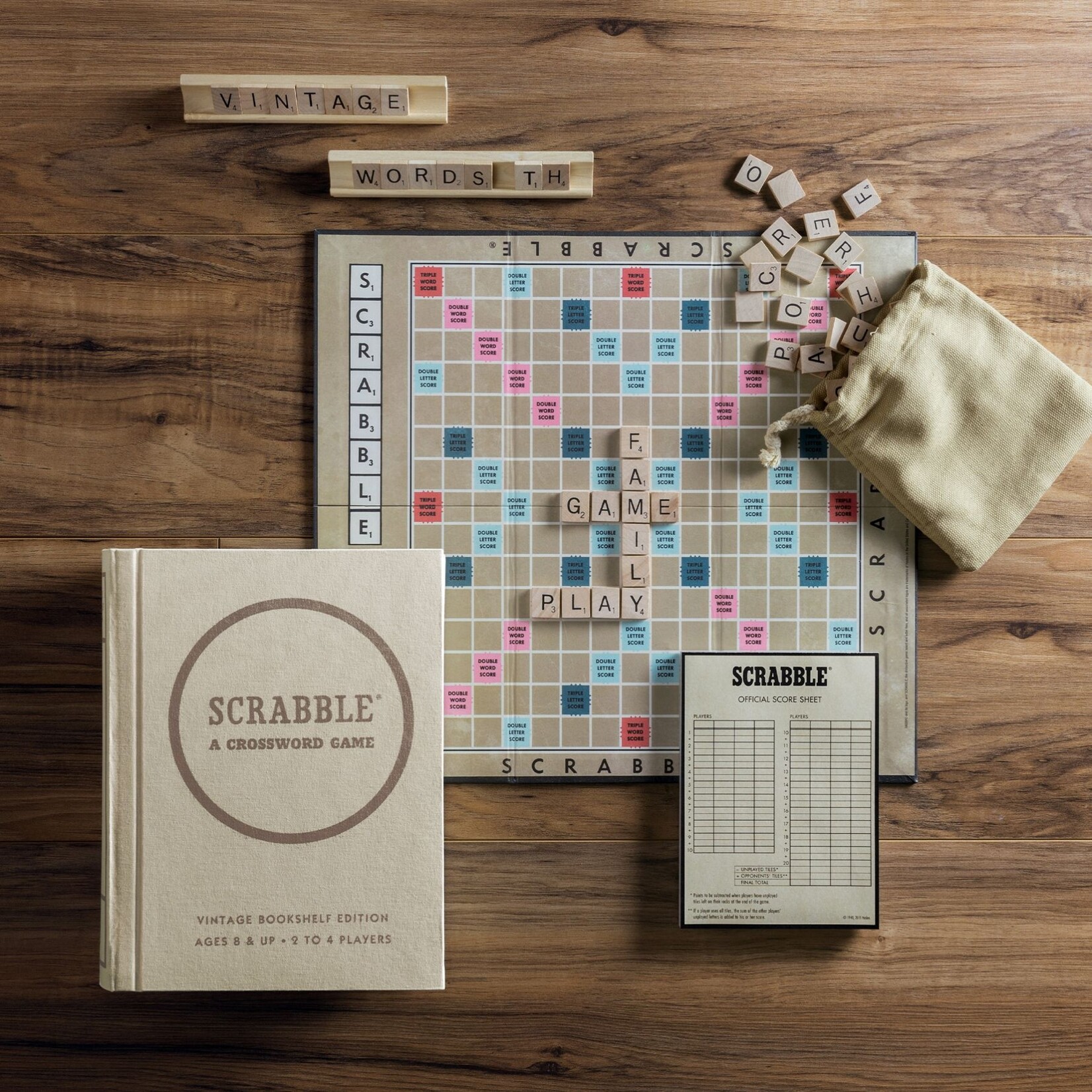 WS Game Company Vintage Bookshelf Scrabble