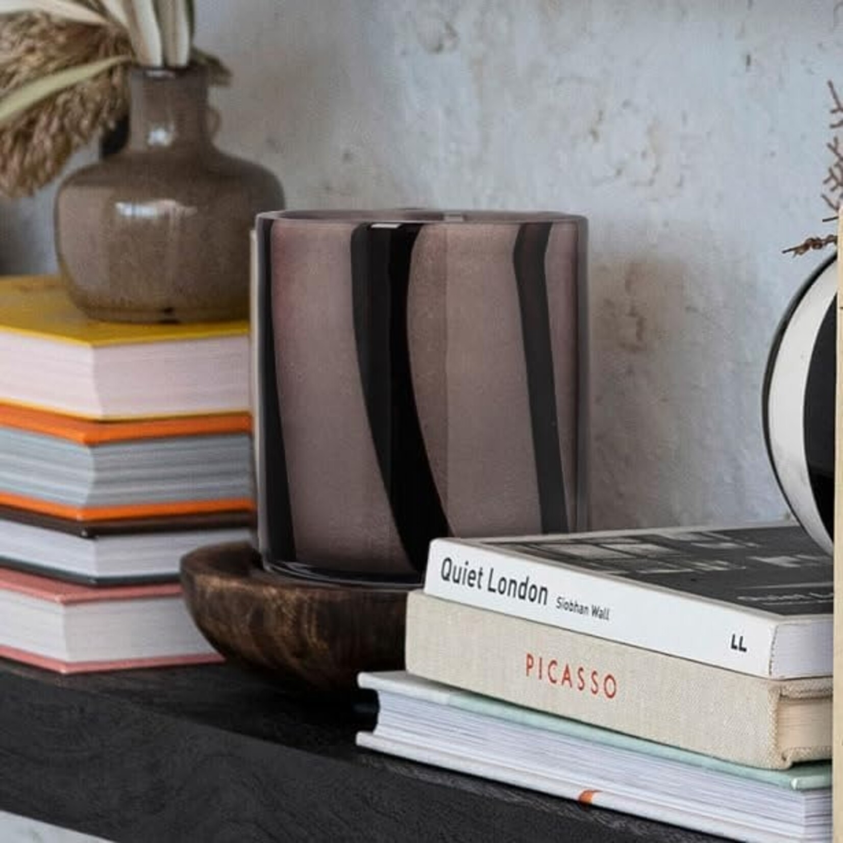 Grey and Purple Glass Vase