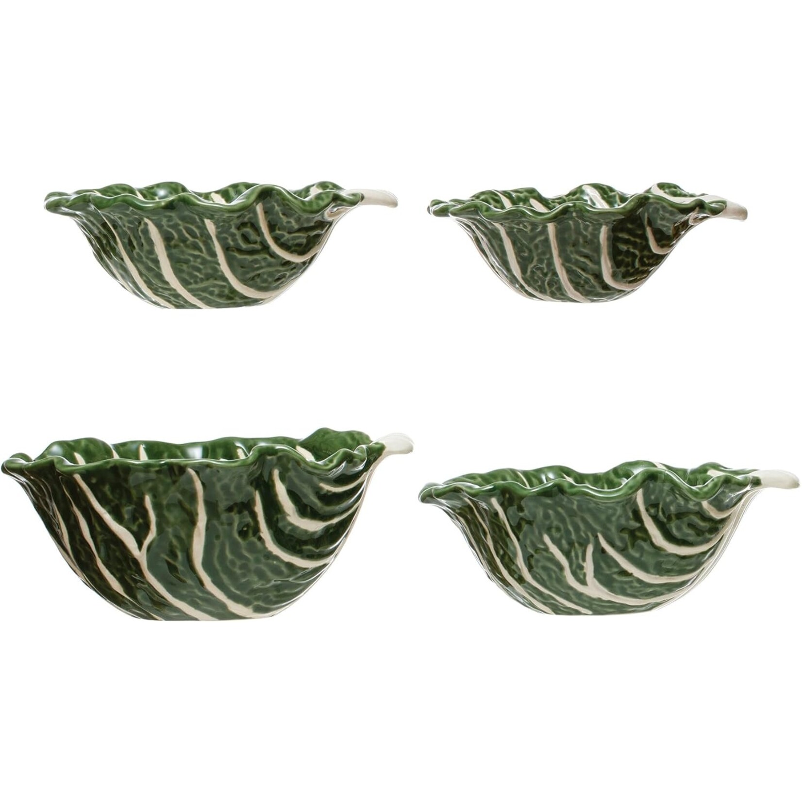 Creative Co-Op SET OF 4 Stoneware Cabbage Bowls