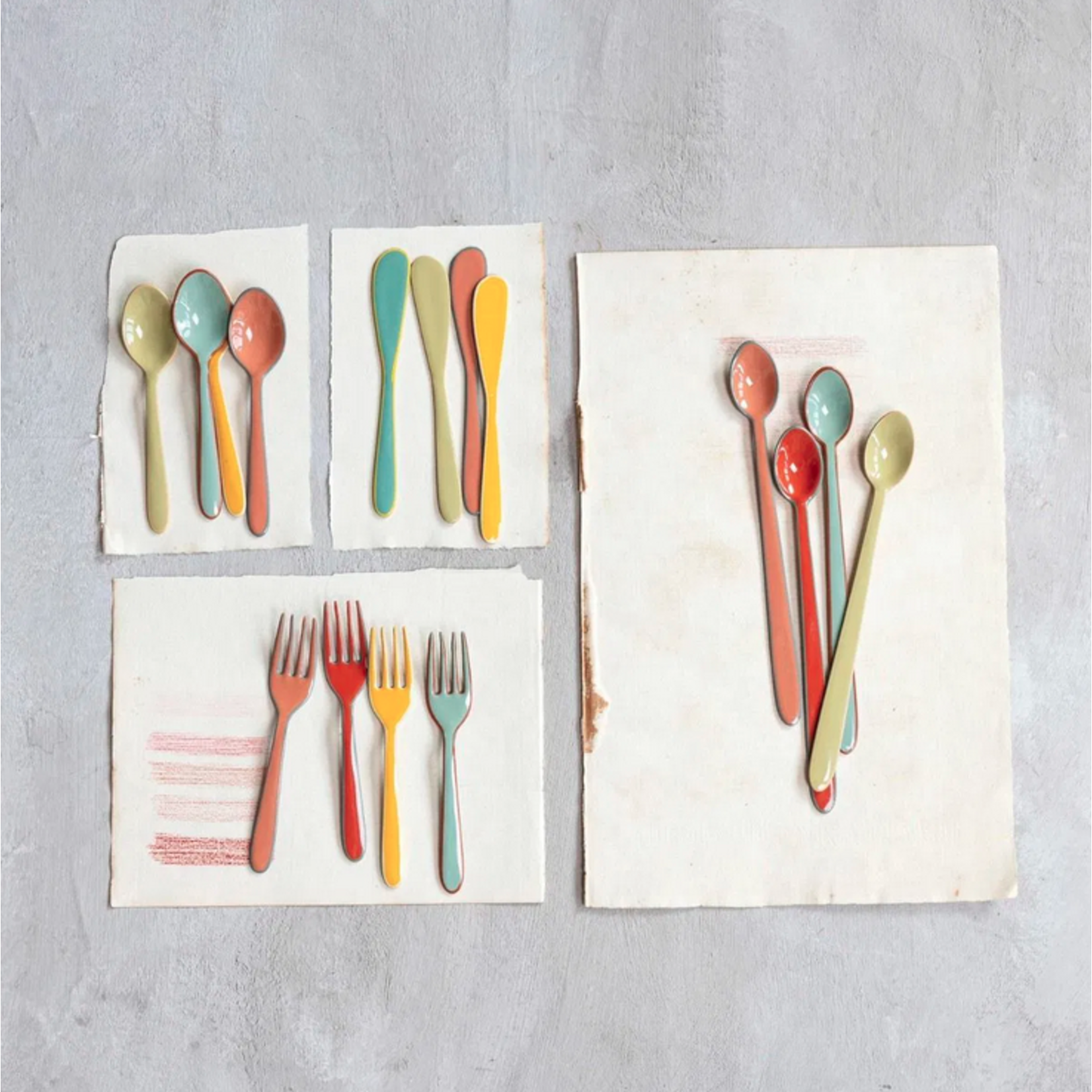 Creative Co-Op Enamaled Stainless Steel Colored Canape Knife Set