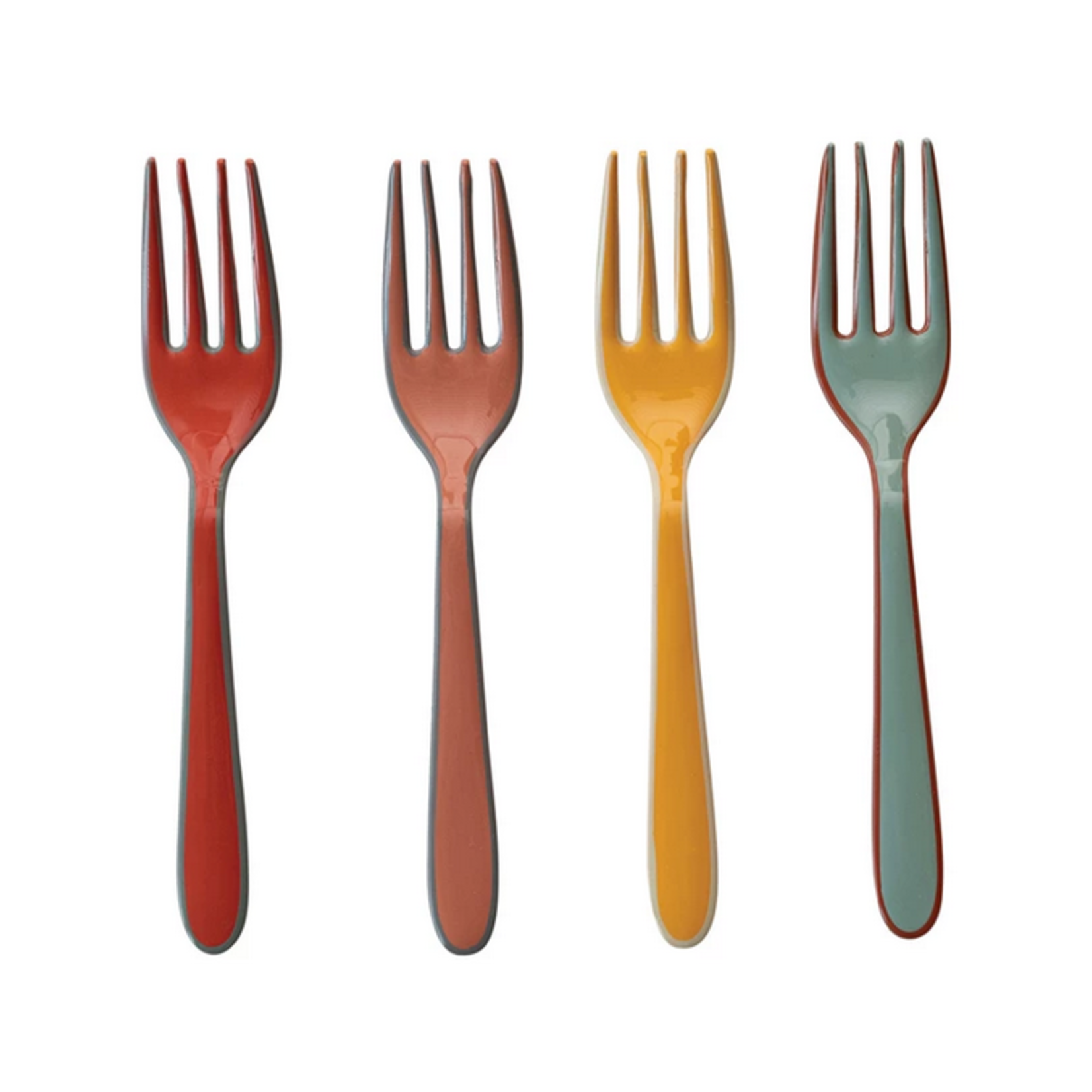 Creative Co-Op Enameled Stainless Steel Forks SET OF 4