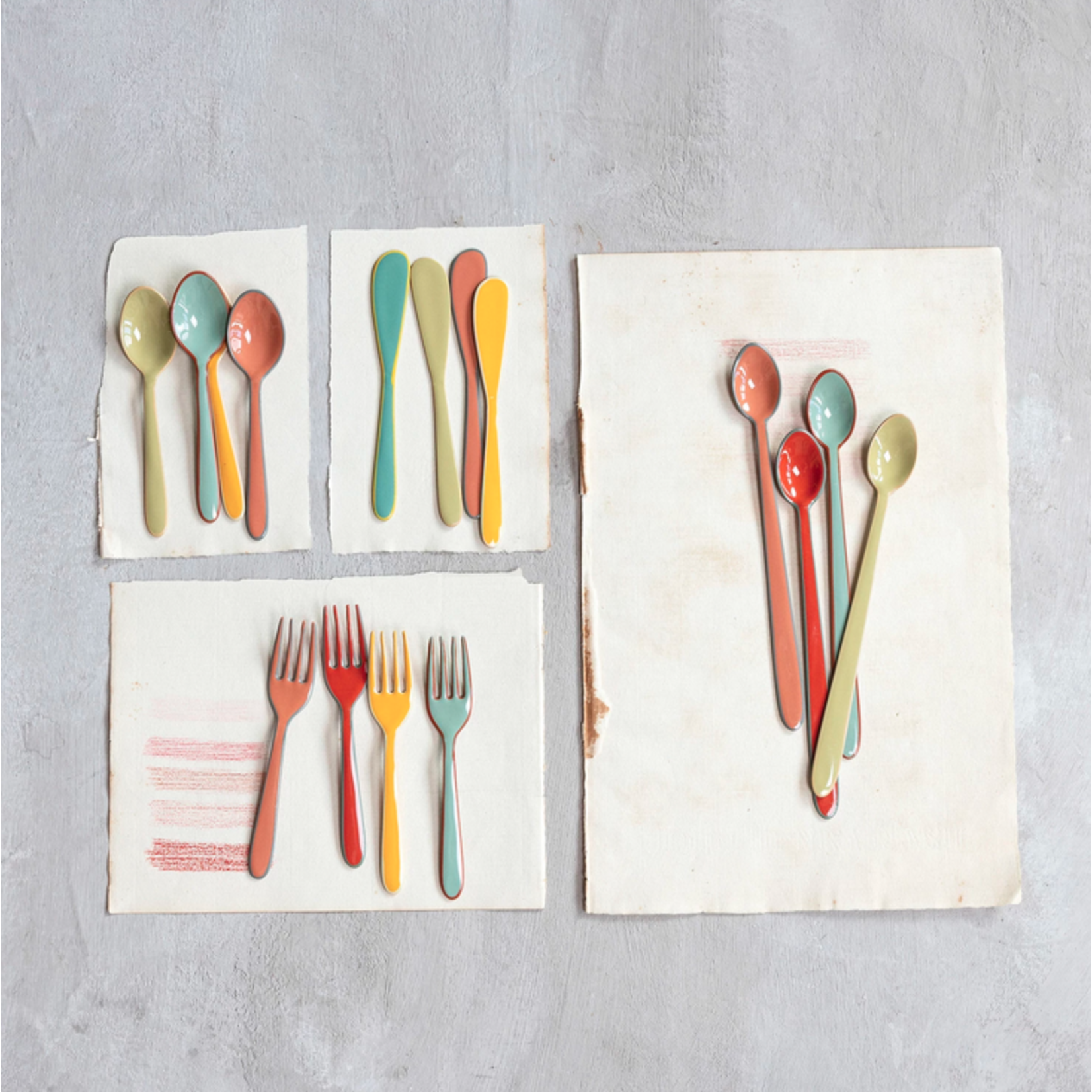 Creative Co-Op Enameled Stainless Steel Forks SET OF 4