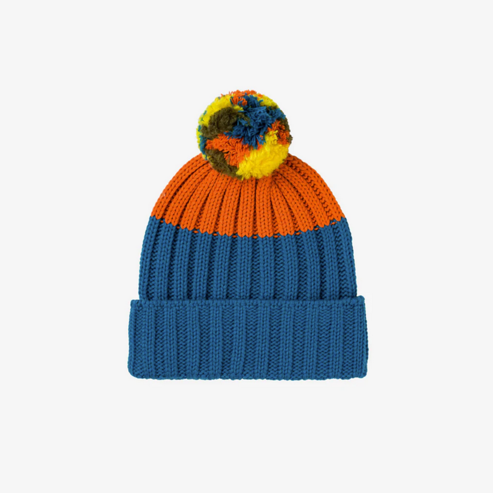 Verloop Chunky Colorblock Knit Pom Beanie- Teal