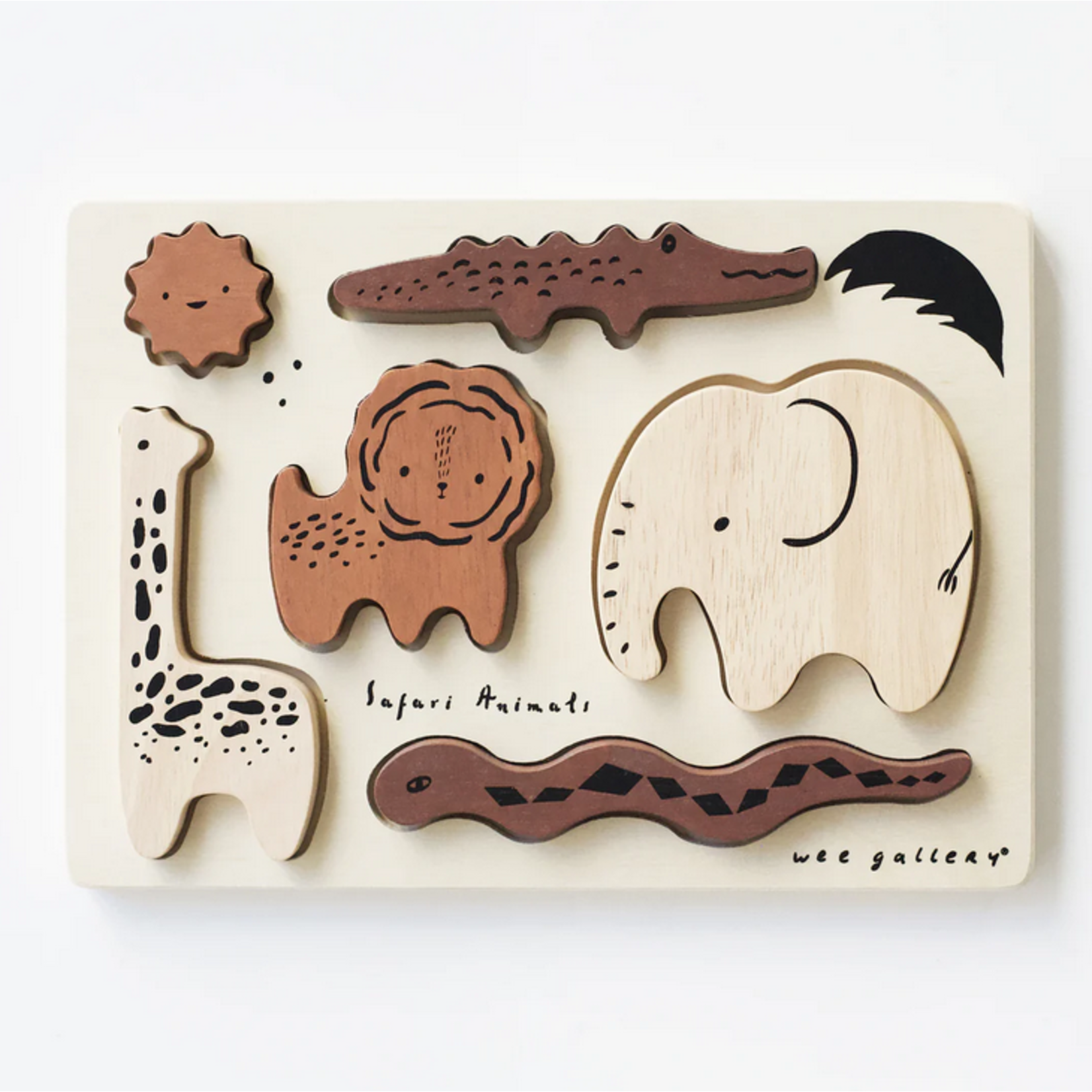 Wee Gallery Wooden Tray Puzzle- Safari Animals