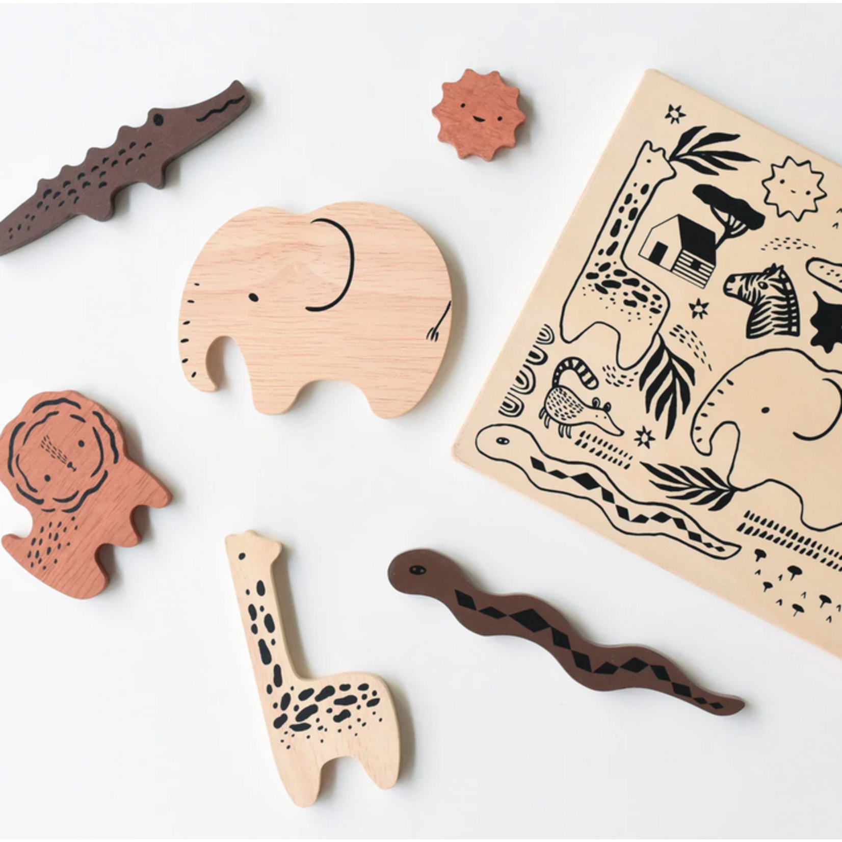 Wee Gallery Wooden Tray Puzzle- Safari Animals