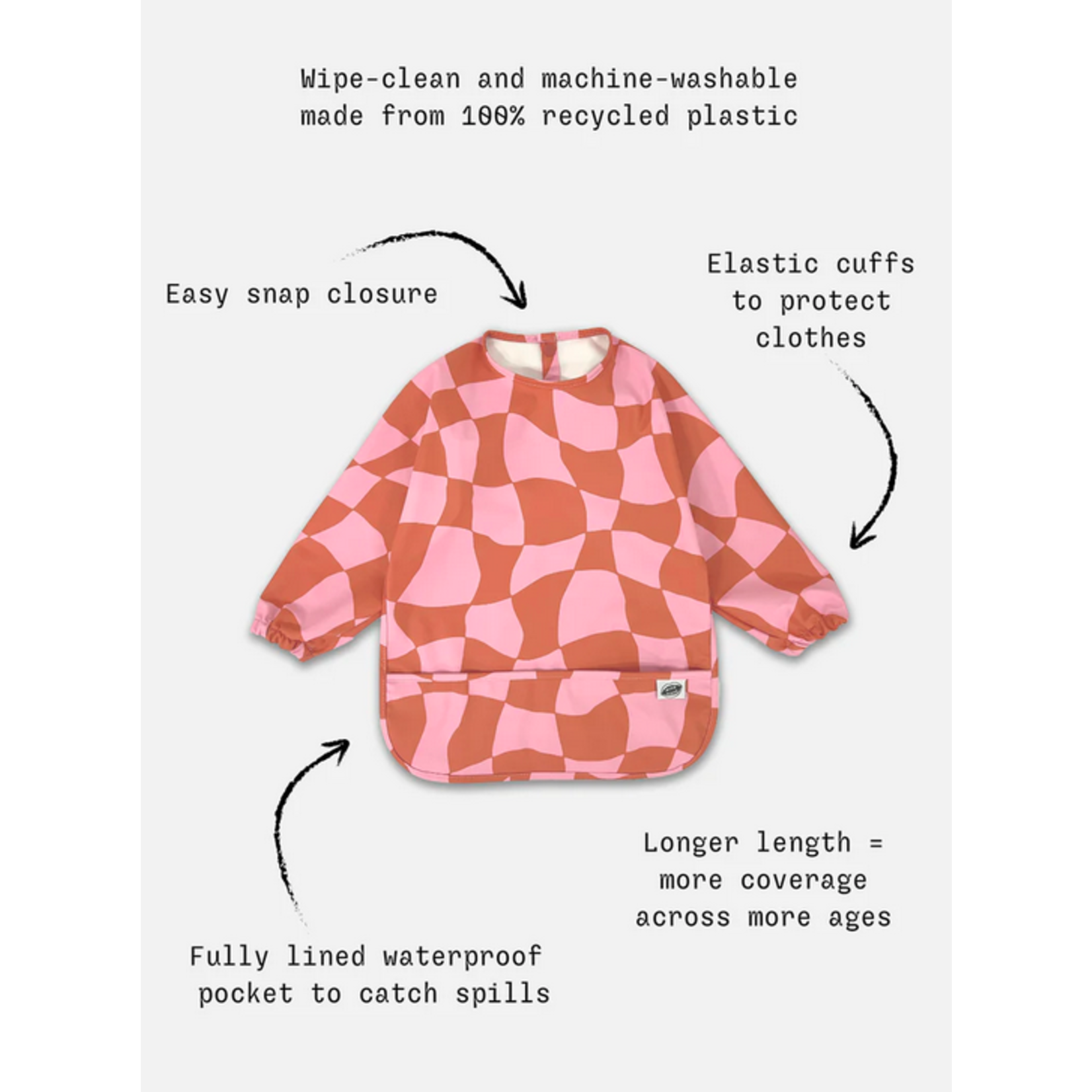 Milk Teeth Smock Bib- Pink Checkers
