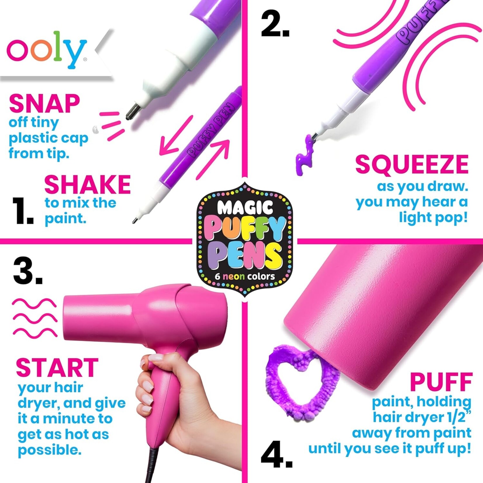 OOLY Magic Neon Puffy Pens