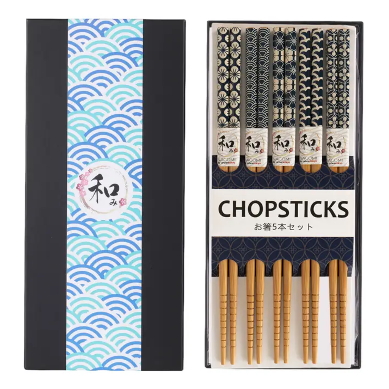 Urban Tokyo 5 Piece Chopsticks Set Patterns with Gift Box