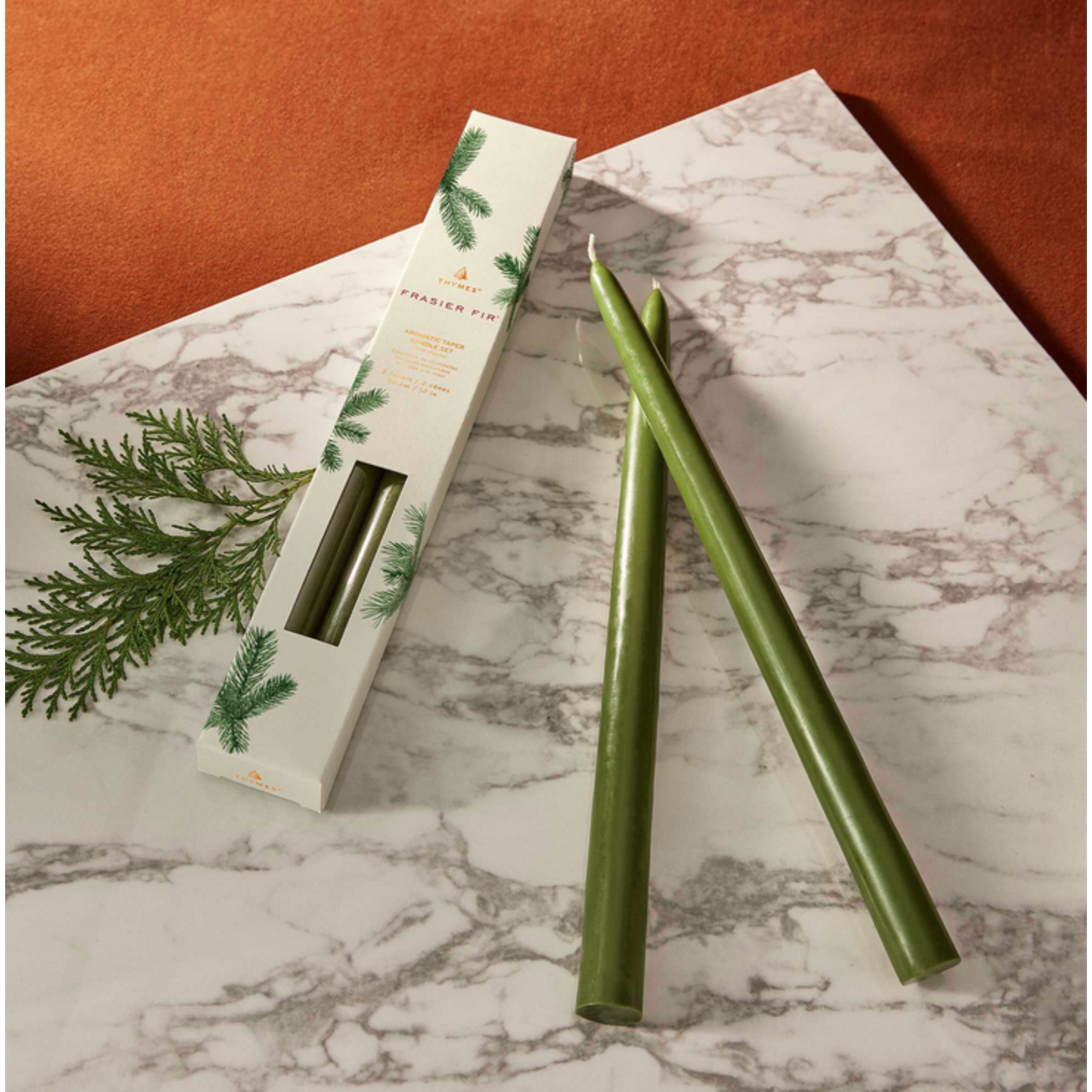 Thymes Frasier Fir 12" Taper Candle Set