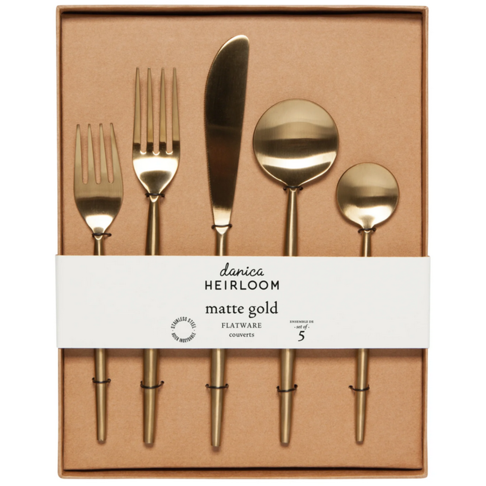 Now Designs Matte Gold Taper Flatware SET OF 5