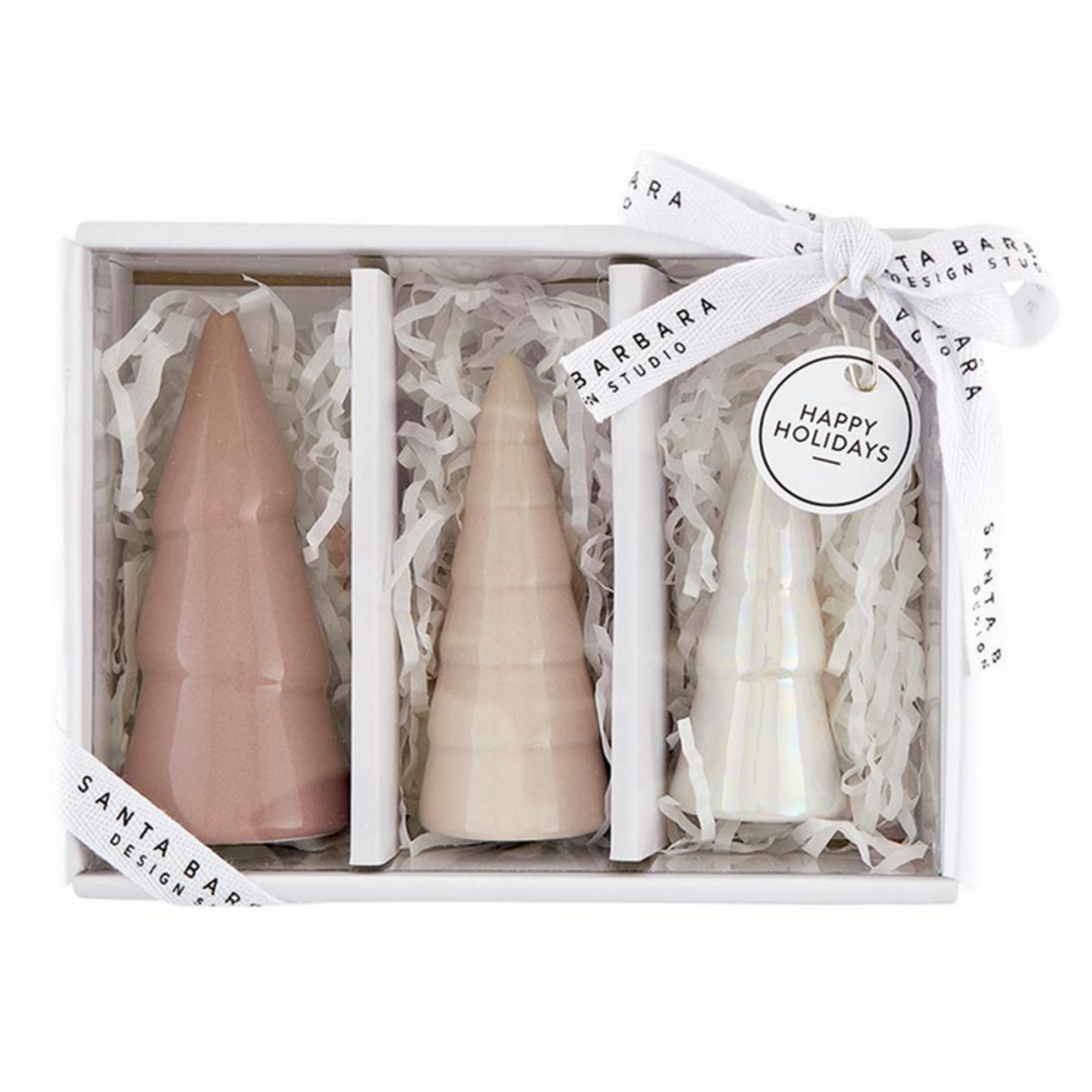 Santa Barbara SET OF 3 Ceramic Trees Blush