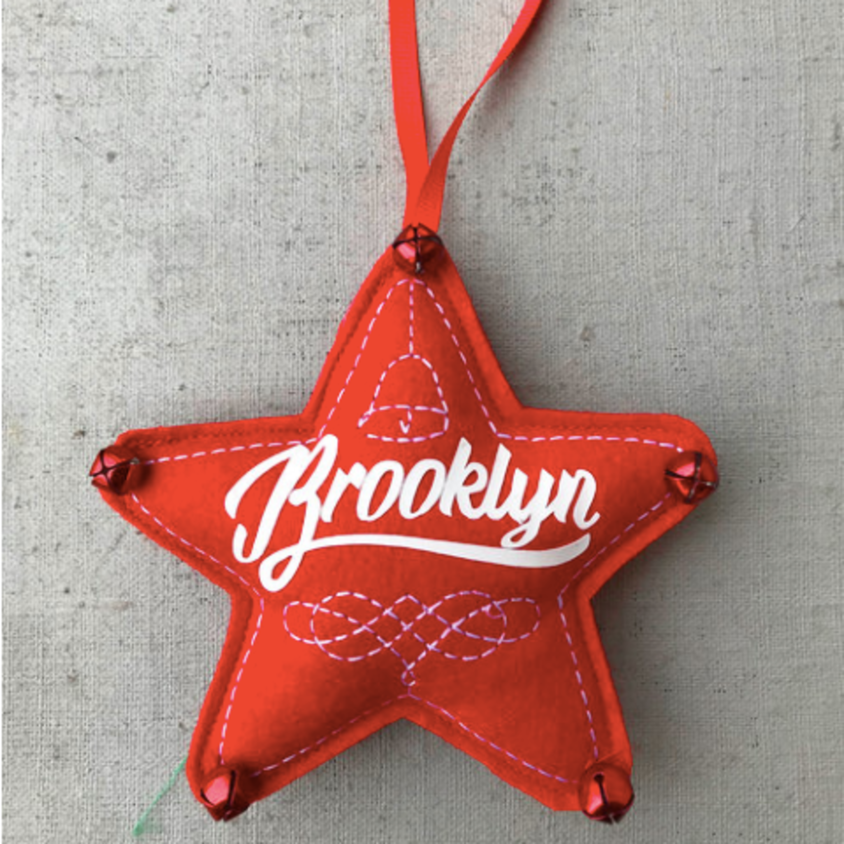 Brooklyn Star Ornament Red Script