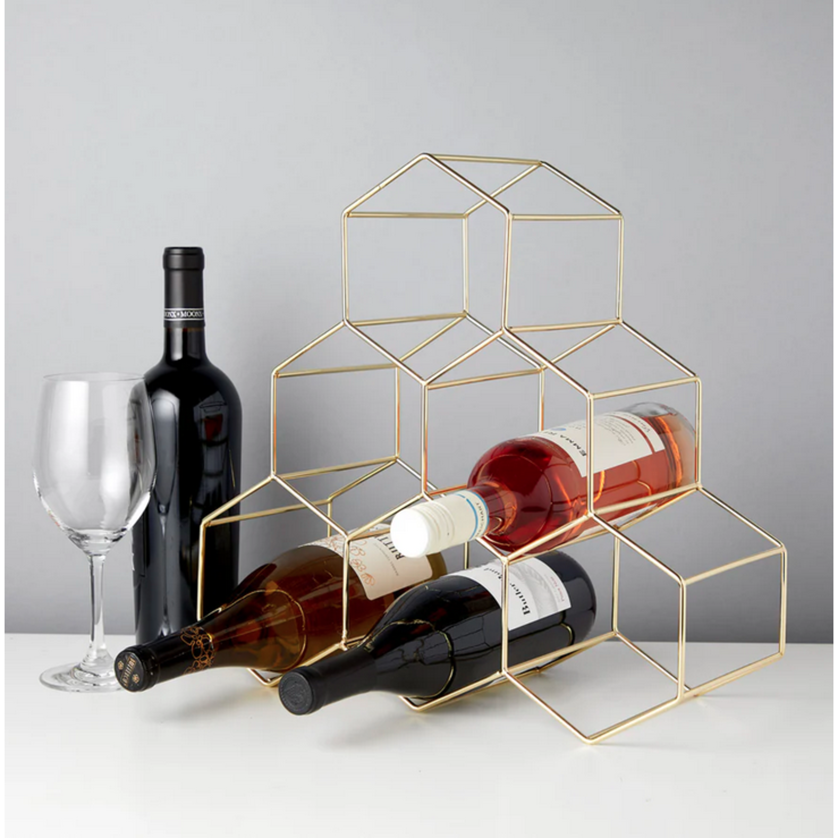 Belmont Gold Geo 6-Bottle Counter Top Wine Rack