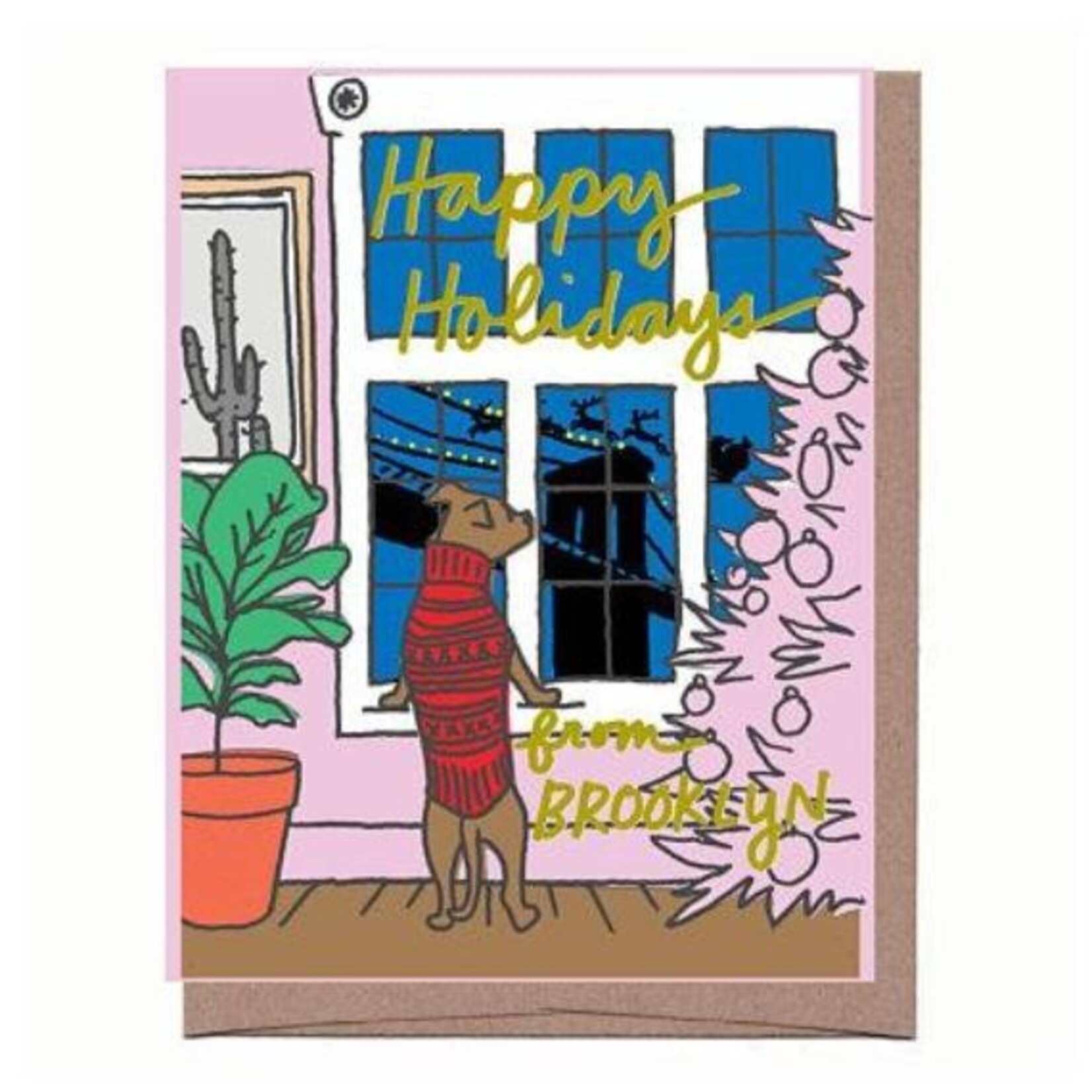 Holiday Dog in Window Boxed Card 8 pack