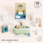 Le Toy Van Wooden Doll House Bathroom Furniture