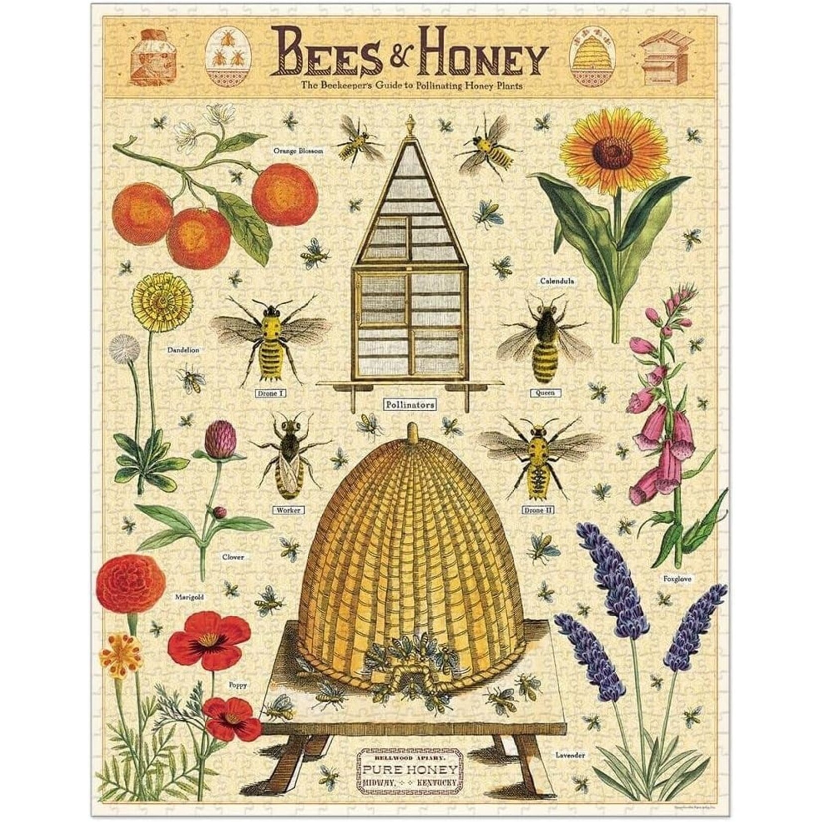 Cavallini Papers Bees and Honey 1000 pc Puzzle