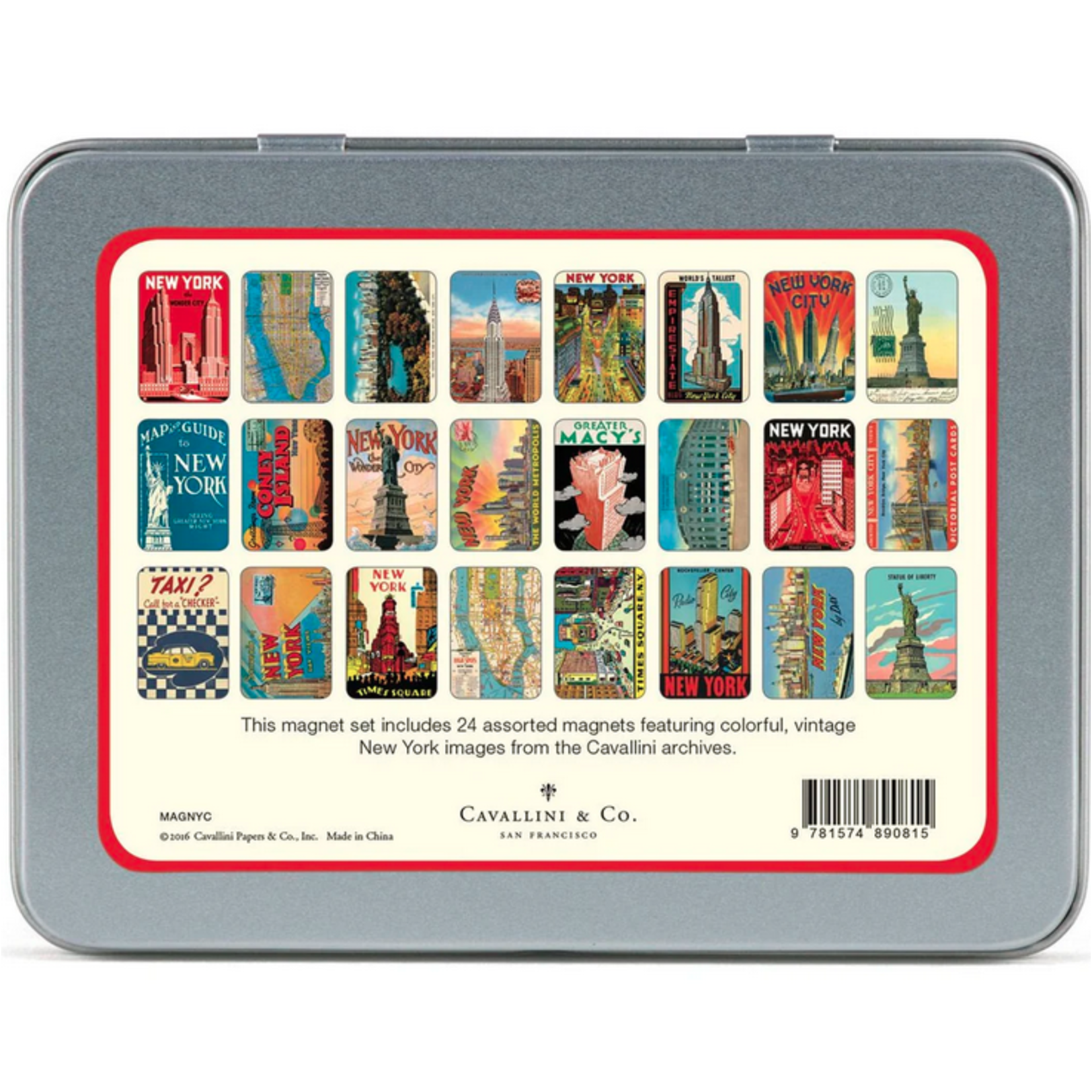 Cavallini Papers New York Magnets Tin Set of 24