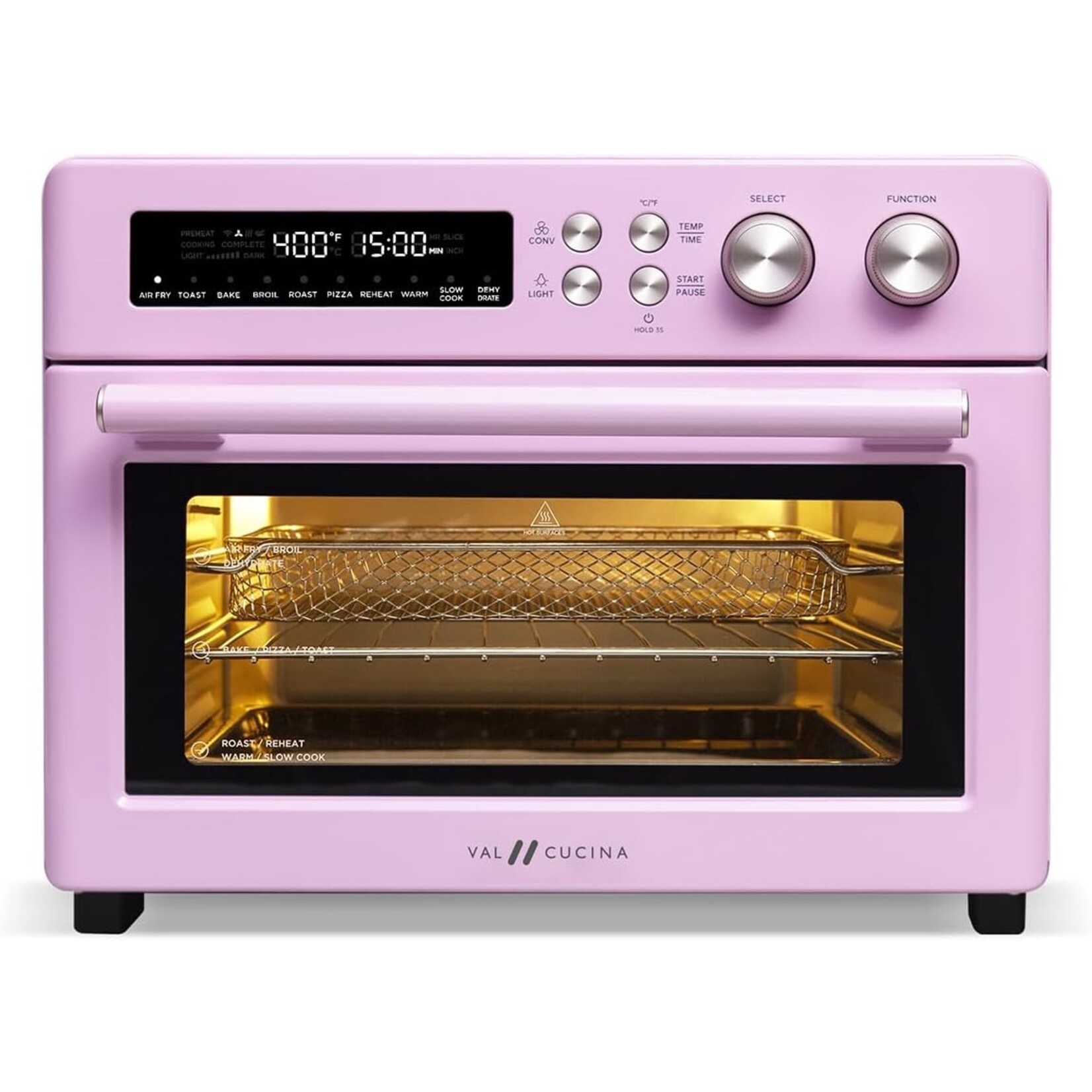 Val Cucina Val Cucina 10-in-1 Air Fryer Toaster Oven- Classic Pink