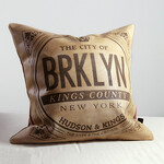 16" x 16" BRKLYN Printed Leather Pillow Cover- Beige