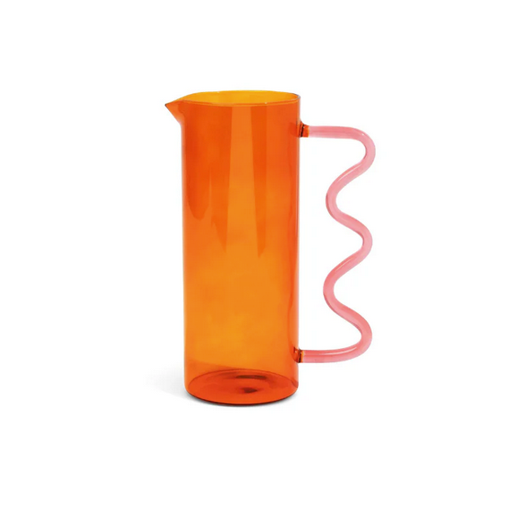 Neon Orange Squiggly Pitcher