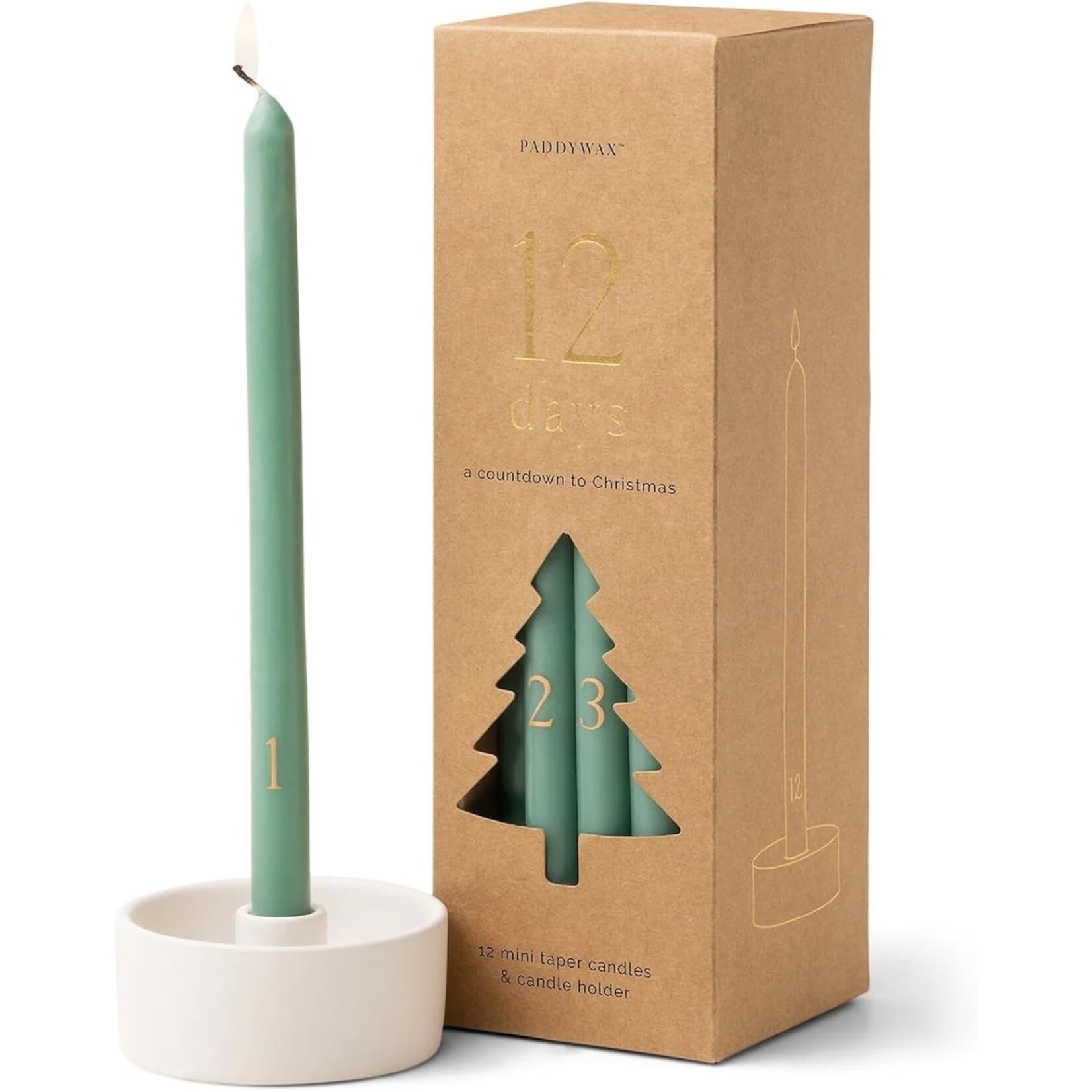 Paddywax 12 Days of Christmas Mini Taper Candles Gift Set - Cypress & Fir