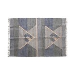 Creative Co-Op Jute and Cotton Dhurrie Rug w/ Geometric Pattern and Fringe
