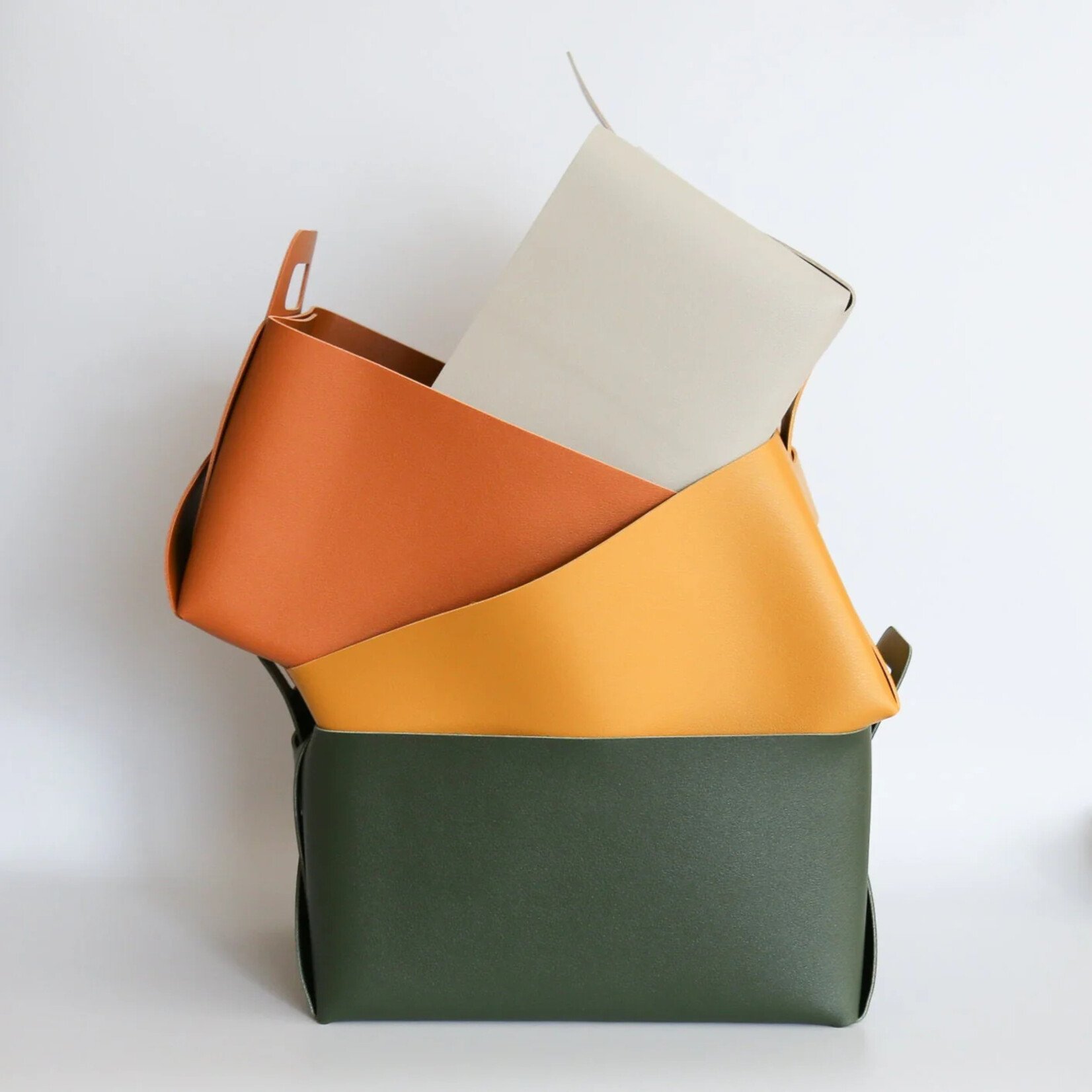 Zora Botanica Vegan Leather Storage Basket- Medium Orange