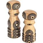 Wood Salt and Pepper Mills Set of 2, Black Inlaid Design