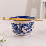 Urban Tokyo 18oz Blue Dragon Bowl With Chopsticks