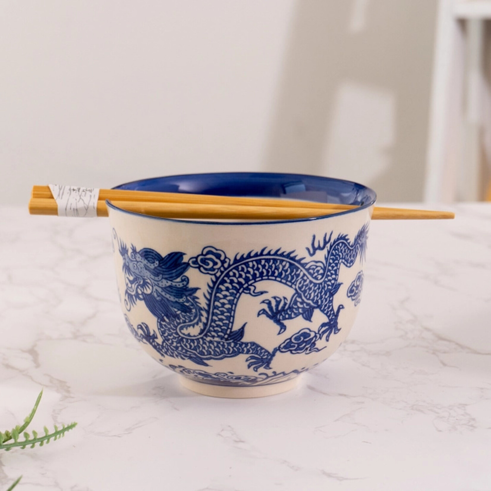 Urban Tokyo 18oz Blue Dragon Bowl With Chopsticks
