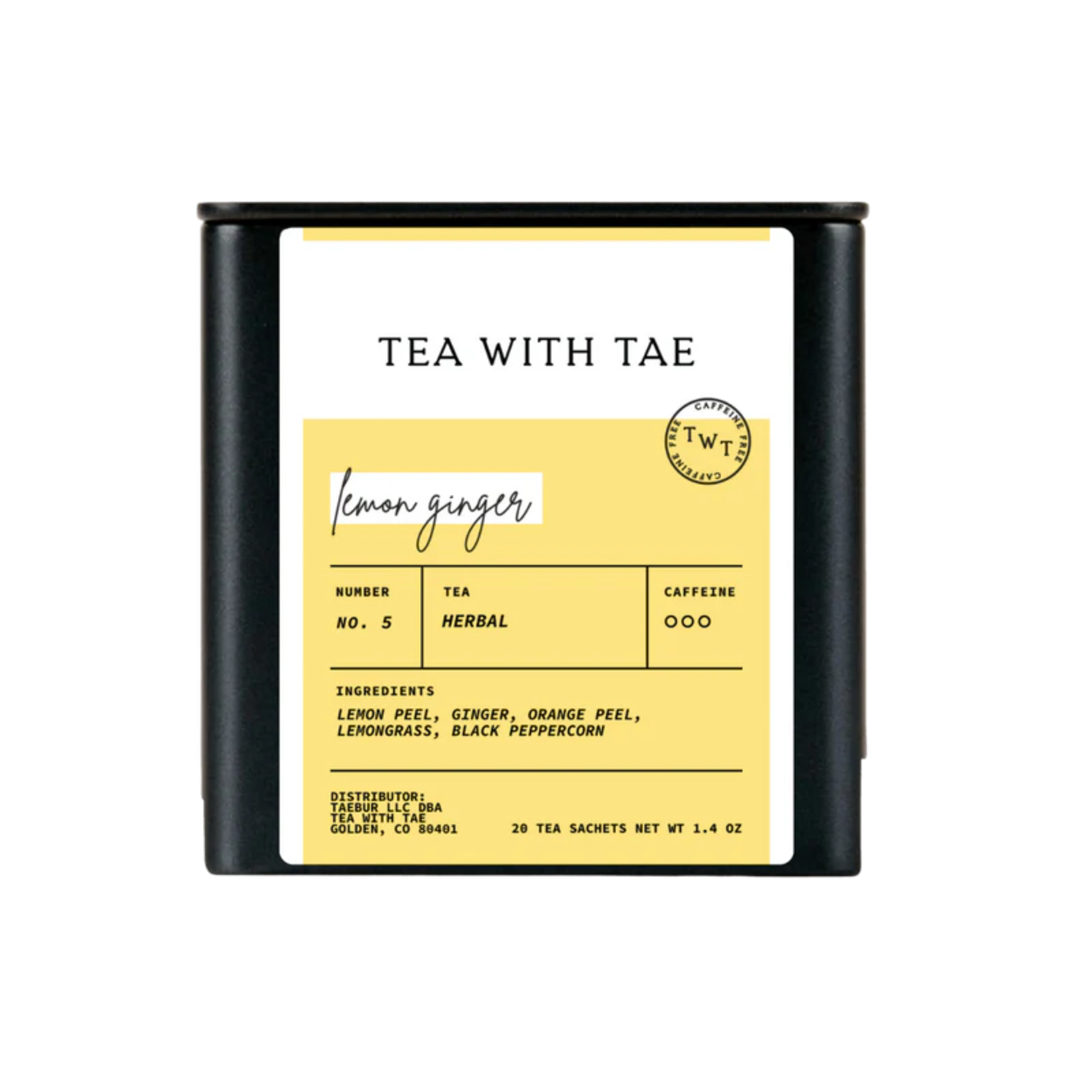 Tea with Tae Lemon Ginger Herbal Tea Gift Tin