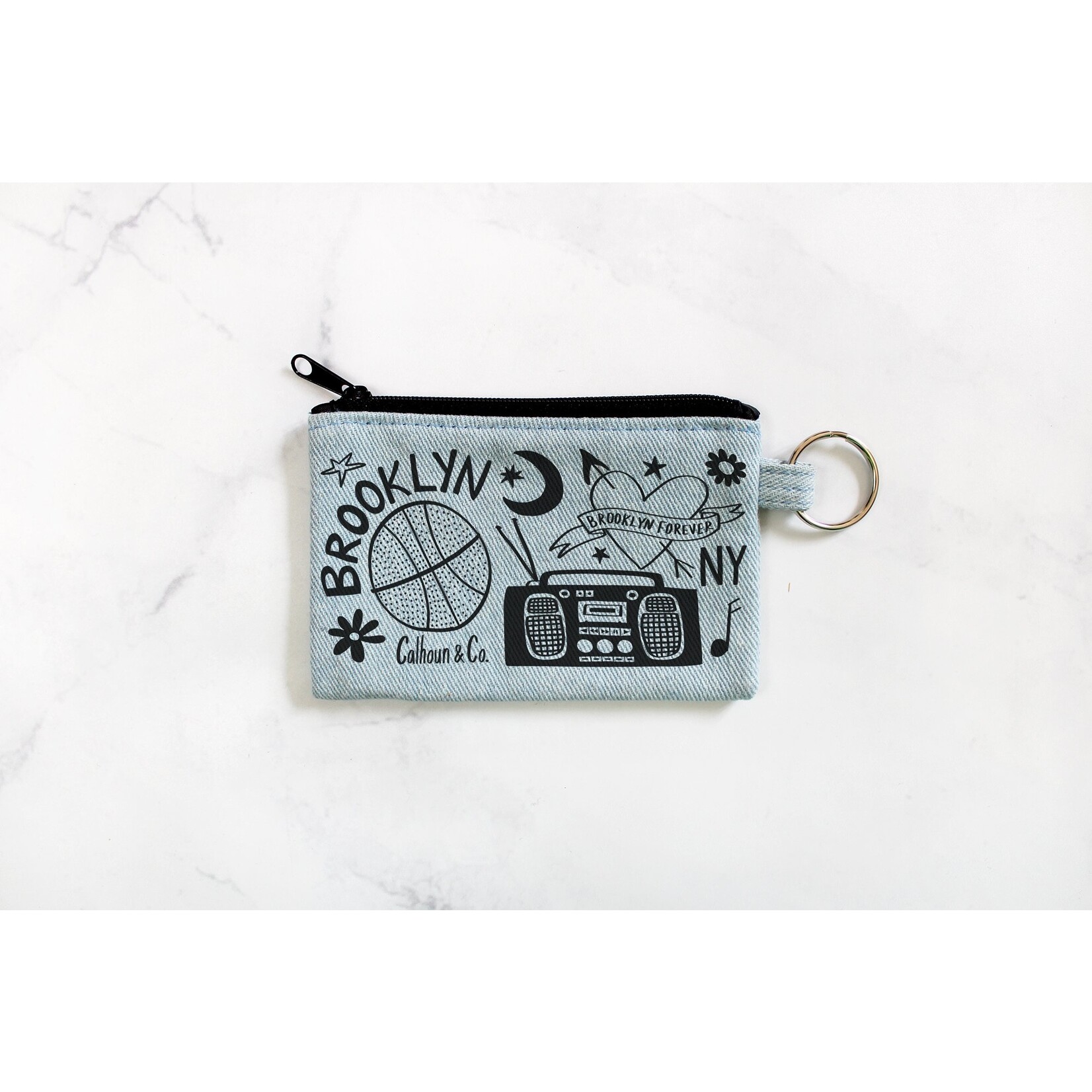 Calhoun &  Co Denim Brooklyn Zipper Card Pouch