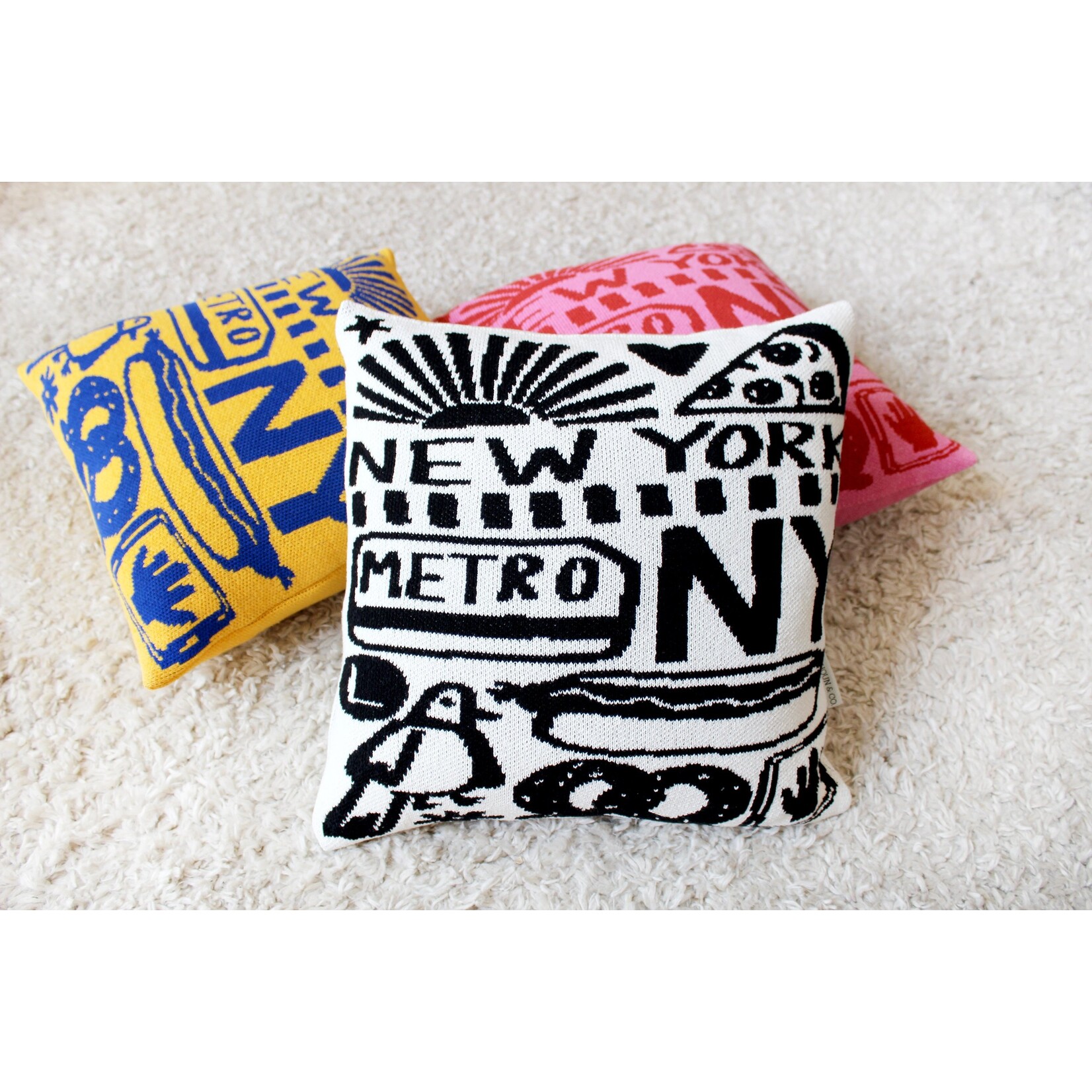 Calhoun &  Co New Yorker Throw Pillow Black and White