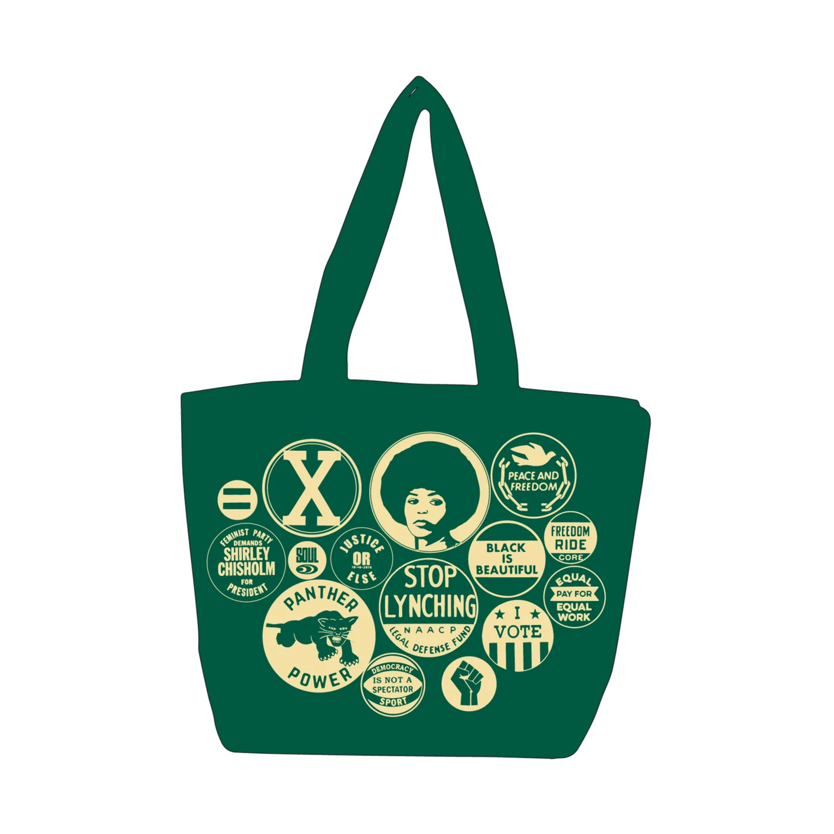 All Very Goods Power Button Tote Bag- Hunter Green