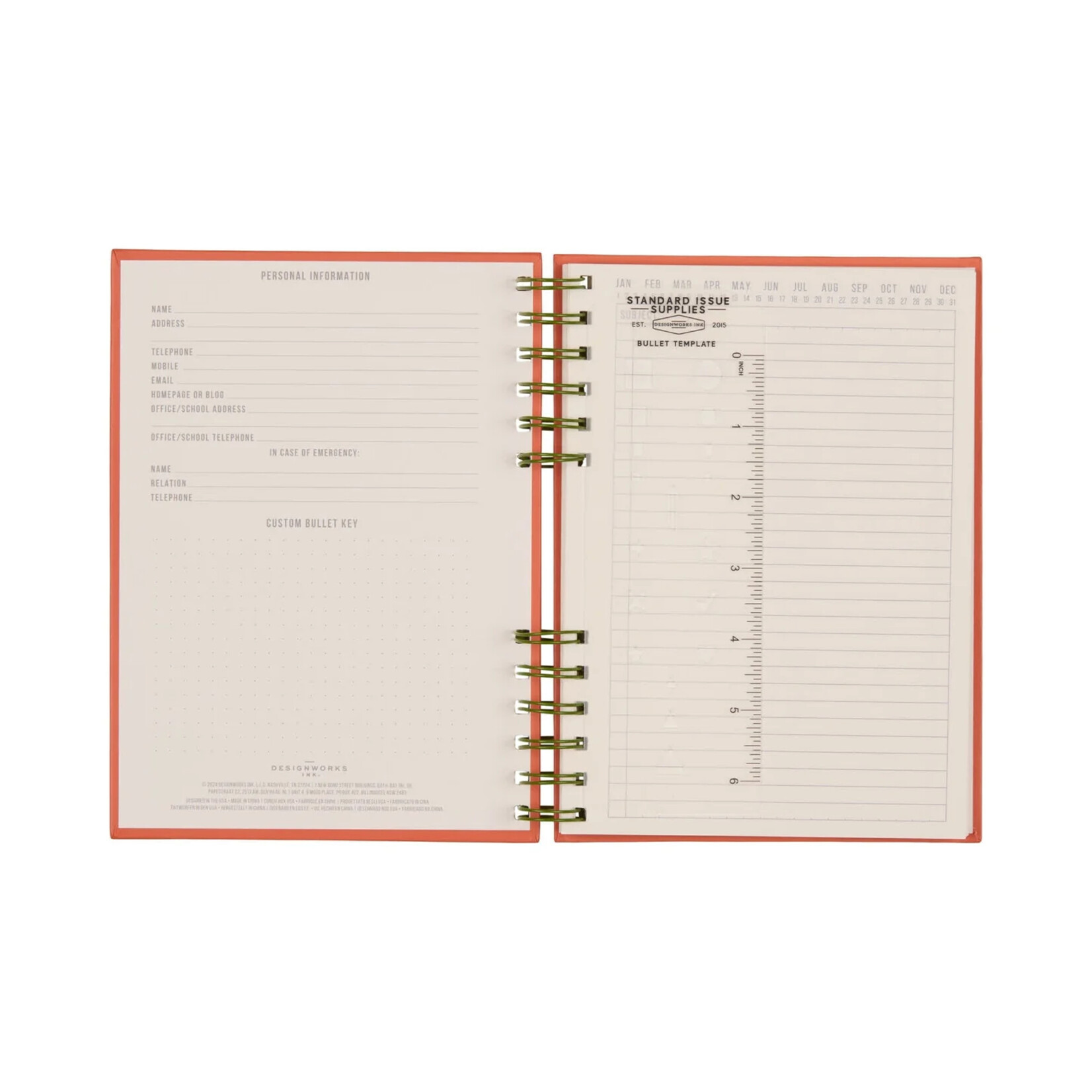 Designworks Army Green + Chili Sandard Issue No. 12 Planner Journal
