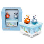 Jack Rabbit Creations Dancing Fox and Bunny Music Box