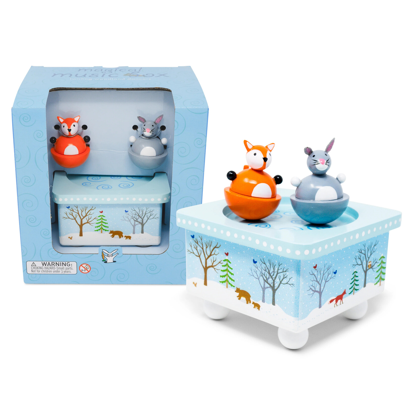 Jack Rabbit Creations Dancing Fox and Bunny Music Box