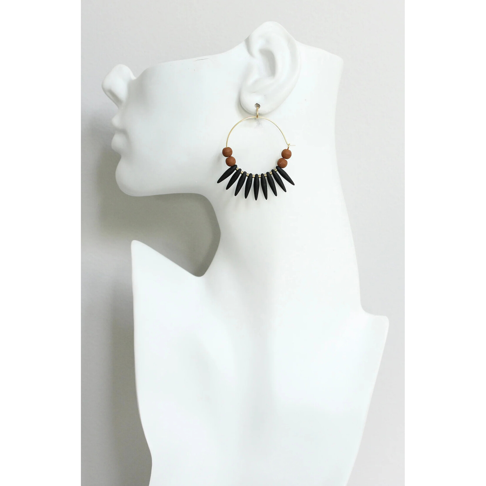 David Aubrey Jewelry Black and Caramel Brown Hoop Earrings