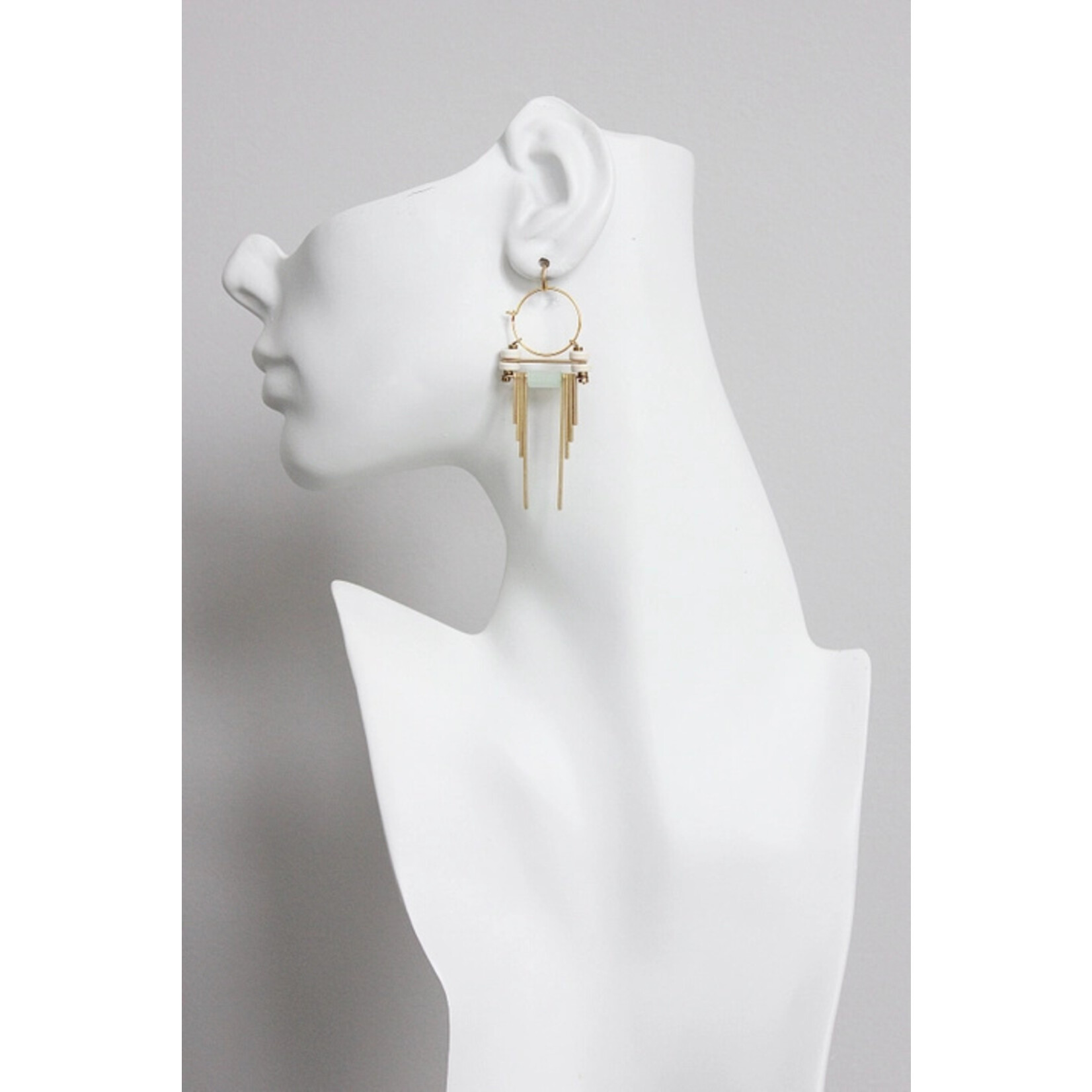 David Aubrey Jewelry White and Mint Green Hoop Earrings