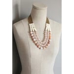 David Aubrey Jewelry 3-Strand African Glass and Hematite Statement Necklace