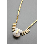 David Aubrey Jewelry Mini Glass Fringe Agate Hematite Necklace