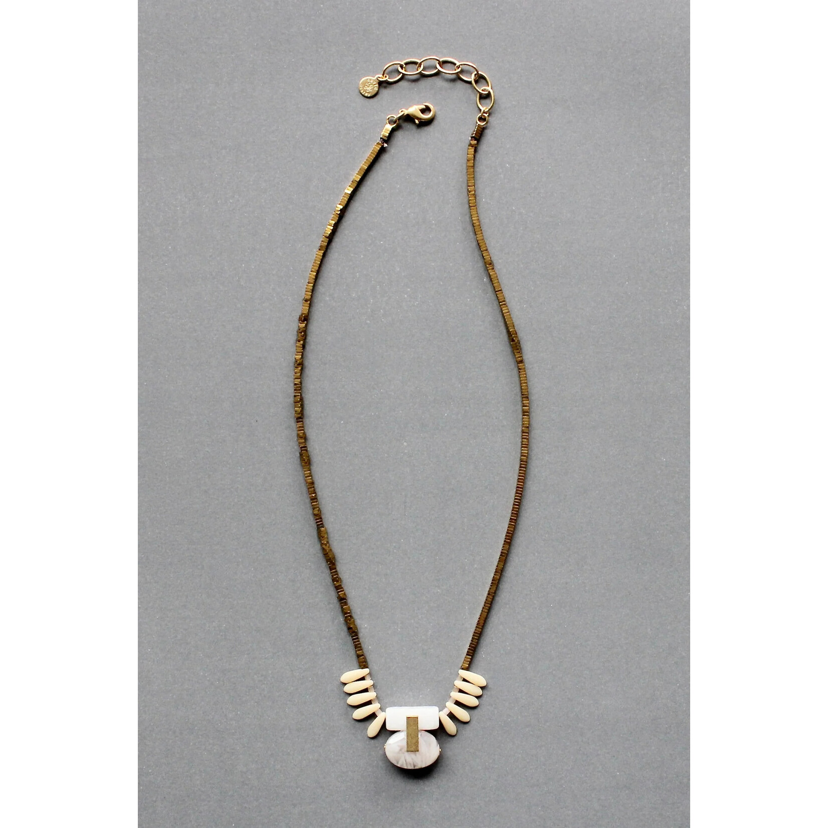 David Aubrey Jewelry Mini Glass Fringe Agate Hematite Necklace